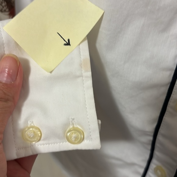Banana Republic Collared Button Dress Shirt White w Black Piping Detail  2 P - Picture 6 of 7